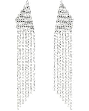 Maison De Gala Triangular Fringe Statement Earrings - White