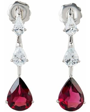 Artisan Rhodolite & Sapphire Drop Earrings - Red
