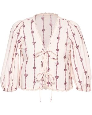 Rose & Nancy Beatrix Cord Embroidered Shirt - Pink
