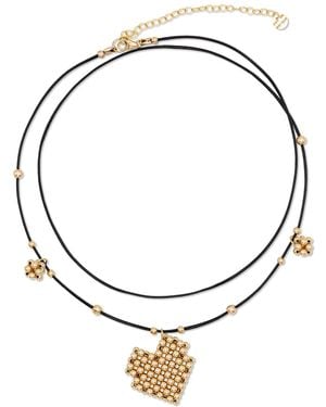 Pas De Marque Filled Beaded Cœur Soufflé Choker - Metallic