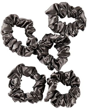 Soft Strokes Silk Pure Mulberry Silk Regular Scrunchie Set Of Five - Black