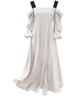 Julia Allert Off-Shoulder Midi Dress With Contrast Straps - Gray