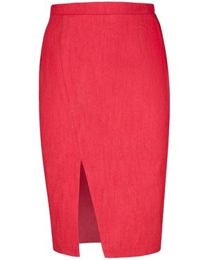Conquista Denim Style Pencil Skirt - Red