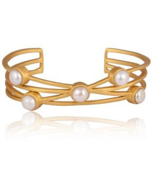 Christina Greene Pearl Wrap Cuff Bracelet - Metallic