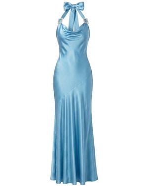 Belsize25 Mayfair Series – Crystal Buckle Halterneck Dress - Blue
