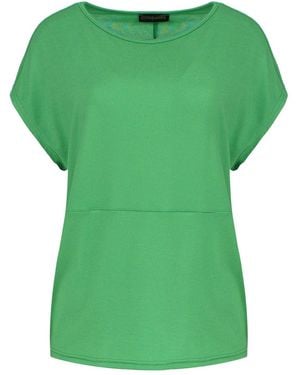 Conquista Stretch Jersey Boat Neckline Top - Green