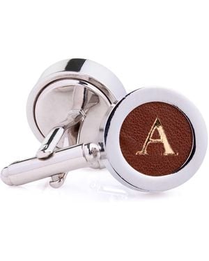 N'damus London Regent Chestnut Leather Letter Cufflinks - Multicolour