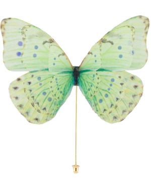 Oana Savu Pin Silk Butterfly Brooch - Green