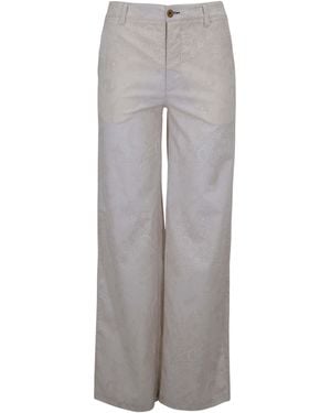 lords of harlech Neutrals Phillis Paisley Explosion Ivory Wide-Leg Pant - Grey