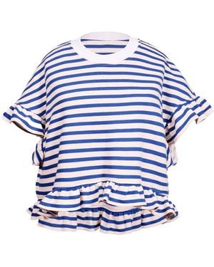 Ioana Ciolacu Striped Peony Blouse - Blue