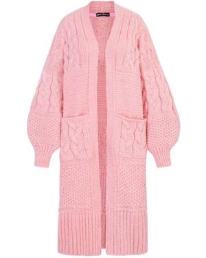 Cara & The Sky Alex Balloon Sleeve Cable Maxi Cardigan - Pink