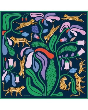 Jessie Zhao New York Double Sided Wool Silk Scarf Of Jungle Night - Green