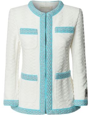 The Extreme Collection Cream Knit Jacket Structured - Blue