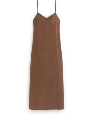 Thinking Mu Long Dress Cupro Dina - Brown