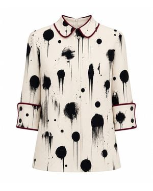 Julia Allert Neutrals Ivory Polka Dot Blouse With Cuffs – Capsule Edition - Natural