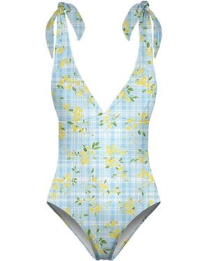 Aloha From Deer Lemon Cloth One Piece Swimsuit - Blue