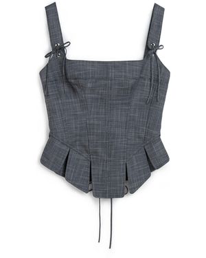 Nocturne Eyelet Tie Detail Blouse - Grey