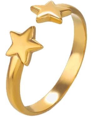 Elk & Bloom Double Star Dainty 14K Ring - Metallic