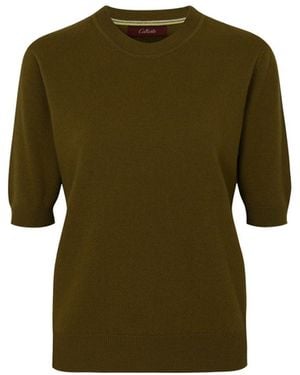 CALLAITE Cashmere Round Neck Half Sleeve Sweater - Green