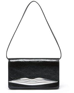 Lulu Guinness Surrealist Lips Clasp Clutch - Black