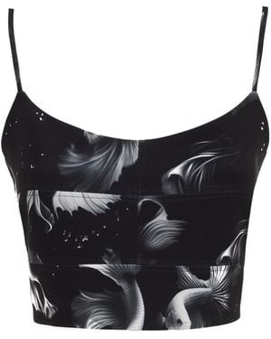 Julia Allert Fashion Printed Crop Cami Top - Black