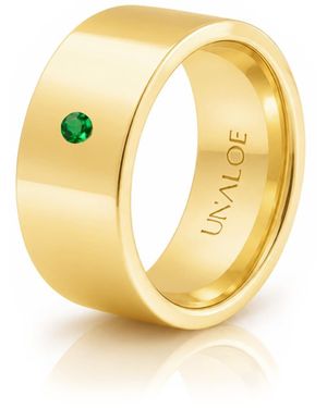 Unaloe Plated Wide Band Ring With Natural Emerald - Metallic
