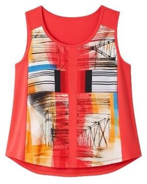 Conquista Flowy Abstract Sleeveless Top - Red