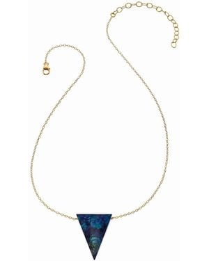 Heather Hawkins Jewelry True Love Waits Elongated Triangle Semi-Precious Large Gemstone Necklace - Blue