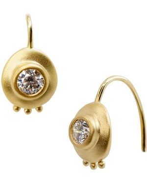 Bombyx House Solitaire Diamond Disc Hook Earrings - Metallic