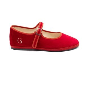 Gondolina Shoes Opera Mary Jane Ruby Velvet - Red