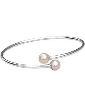 Kiri & Belle Hope Round Pearl Bypass Sterling Bangle - Metallic