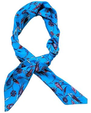Springmoonatelier Vibrant Floral Pattern Scarf - Blue