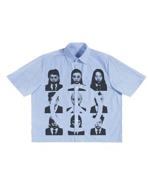 Works of Madness Faces Boxy Button Up - Blue