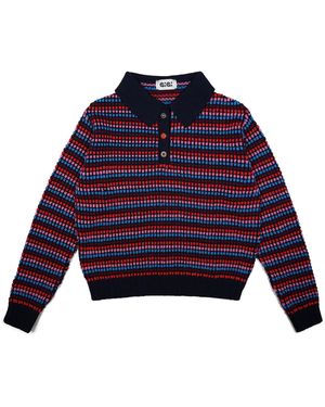 Gigi Knitwear Mismatch Polo Jumper - Purple