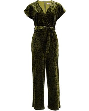 Louche Tiffany Velvet Roar Jumpsuit - Green