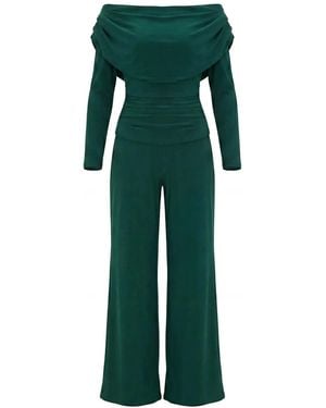 Atom Label Carbon Jumpsuit With Sleeve - Green