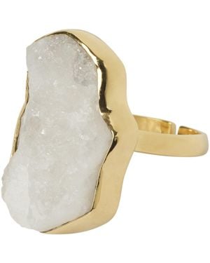 YAA YAA LONDON Quiet Luxury Irregular Moonstone Adjustable Ring - Metallic