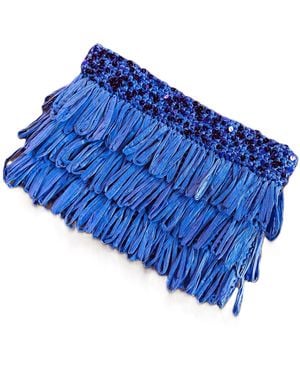 Springmoonatelier Luxury Star – Sequin And Tassel Handmade Raffia Handbag - Blue