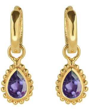 Charlotte's Web Jewellery February Birthstone Huggie Hoops - Metallic