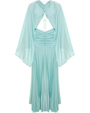 Maison sél Gathered Waist Maxi Dress - Blue