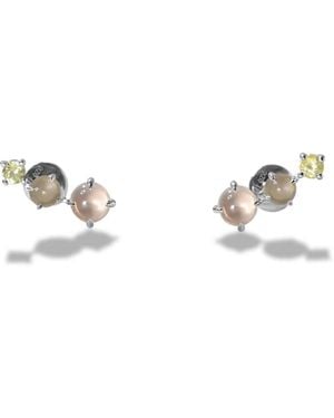 Onia Rose Quartz, Peridot & Moonstone Tri-Studs - Metallic