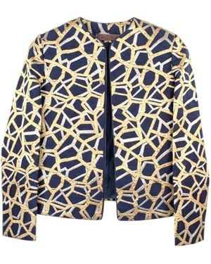 Stovaria Embroidered Tussar Silk Jacket - Blue