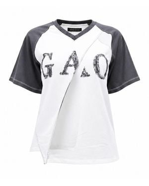Gao Republic T-Shirt V-Neck Cut-Out Cotton - Black