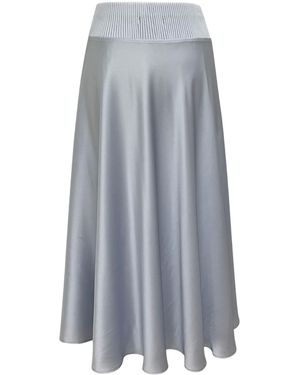 Roch Perel Satin And Knit Circle Skirt - Gray