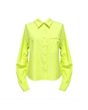 Arto. Sunshine Puff Textural Cotton Shirt - Yellow
