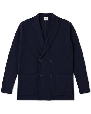 Salts Cashmere Double-Breasted Knitted Milano Blazer - Blue