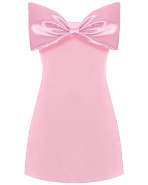 GIGII'S Neck Bow-Detailed Mini Satin Dress - Pink