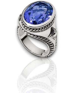 Daneila Léon Sterling Sapphire Signet Ring - Blue