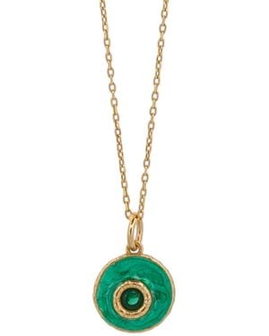 Ebru Jewelry Green Enamel Evil Eye Pendant Gold Chain Necklace