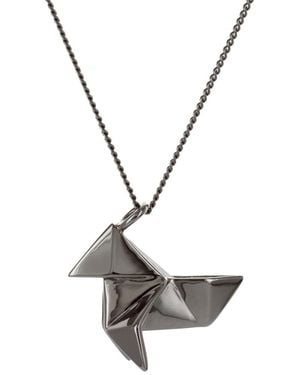 Origami Jewellery Cuckoo Necklace Sterling Gun Metal - Black